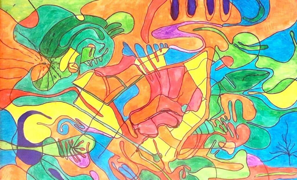 Desenho sobre acetato, por Audrey Landell